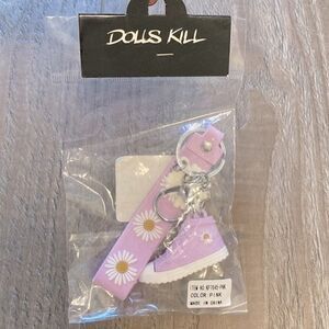 Dolls Kill Daisy Floral Print Lavender Keychain w Matching Sneaker Bag Charm